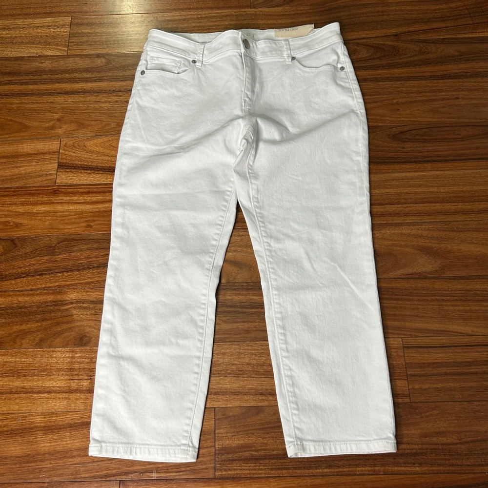 Ann Taylor Loft White Modern Crop Jeans Size 30/10 Slim Hip Stretch Denim Pants